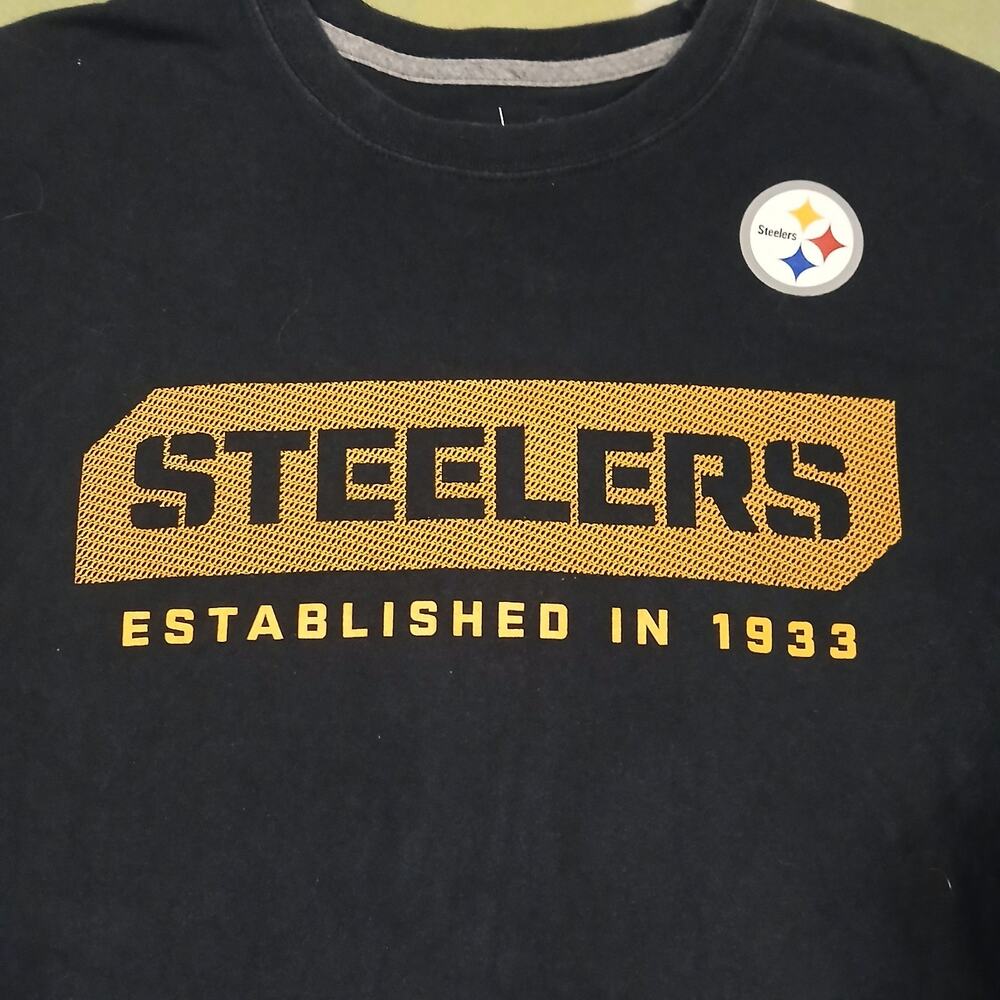 NIKE NFL Pittsburgh Steelers Black Logo T Shirt Sz L Y2K